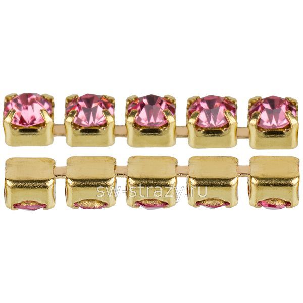 Стразовая цепь 2 мм  Rose\gold