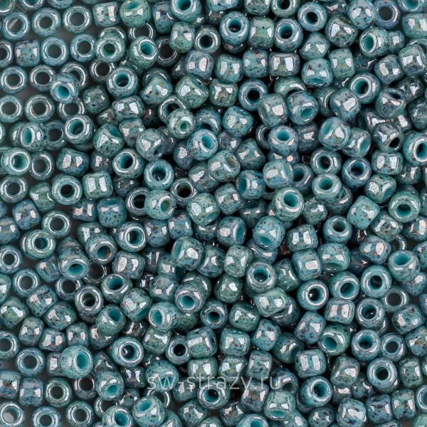 Бисер круглый 11/0 #1207 Непрозрачный мраморный бирюзовый\голубой