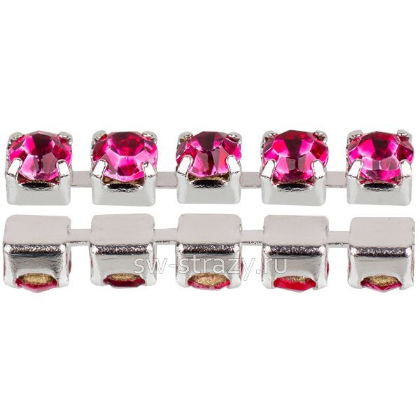 Стразовая цепь 2 мм  Rose\silver