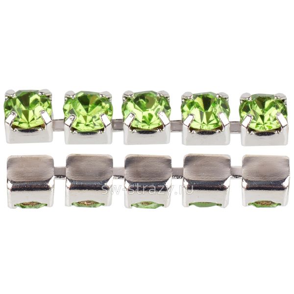 Стразовая цепь 2 мм  Peridot\silver