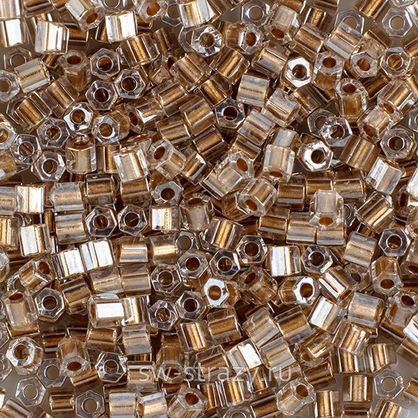 Шестиугольный 11/0 #0989 Прозрачный с золотым центром