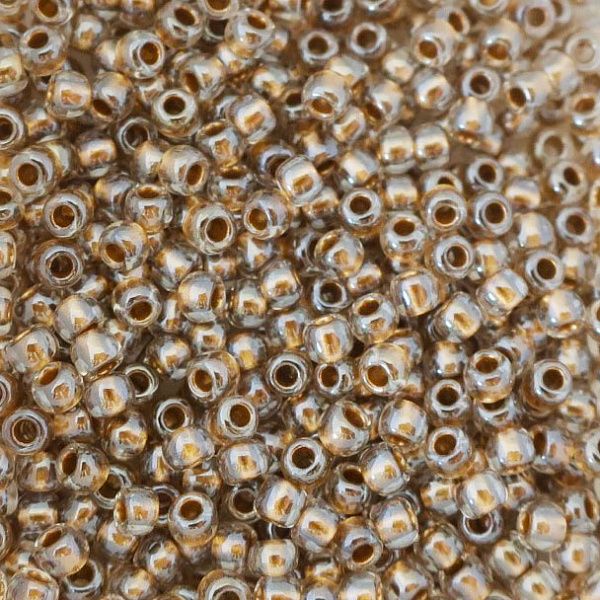 Бисер круглый 11/0 #0989 Прозрачный с золотым центром