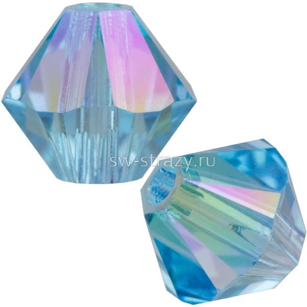 Бусины 5328 4 mm Aquamarine Shimmer 2X