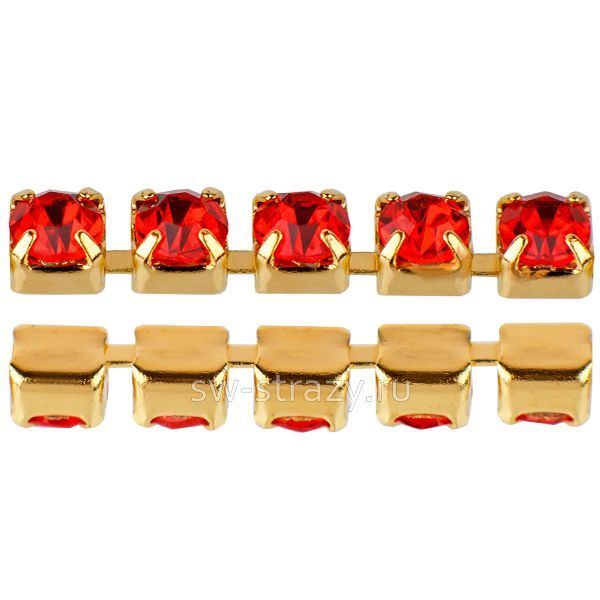 Стразовая цепь 2.9 мм  Light siam\gold