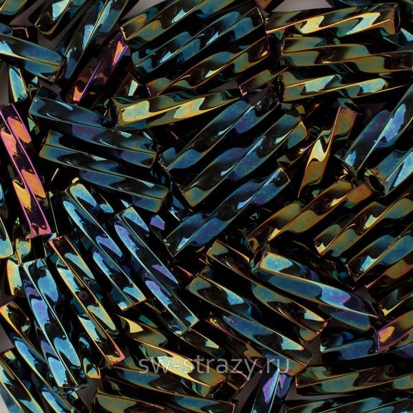 Бисер Twisted 9 mm #0084 Металлизированный зеленый\коричневый