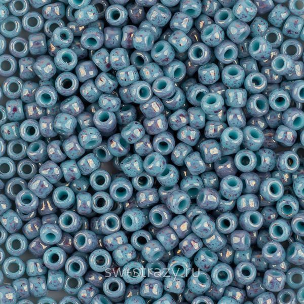 Бисер круглый 11/0 #1206 Непрозрачный мраморный бирюзовый\аметист