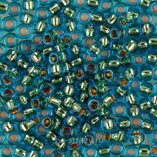 Бисер круглый 8/0 #0756 Морская вода  внутреннее золото